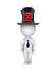 3d small person with red cross mark on a top-hat.