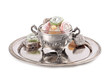 Turkish delight in a traditional metal container