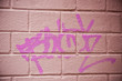 Photo : graffiti sur un mur de briques roses graffiti sur un mur de briques roses