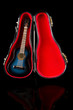 Small blue guitar in its case