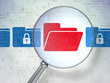 Business concept: Folder Whis Padlock with optical glass on digi