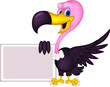Vector: cute Vulture cartoon with blank sign cute Vulture cartoon with blank sign