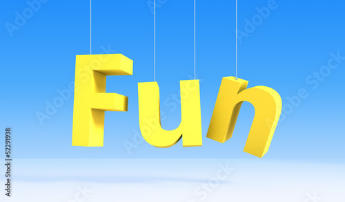 Illustration: Word FUN on blue background Word FUN on blue background