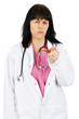 Woman physician pointing at you