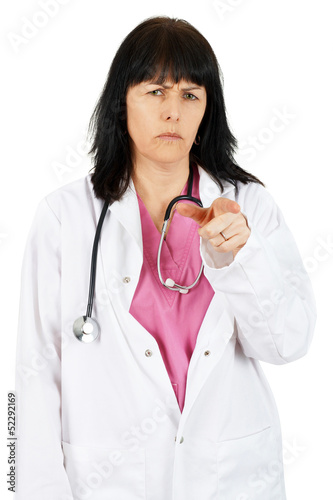 Photo: Woman physician pointing at you Woman physician pointing at you