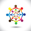 Abstract colorful people signs in circles- vector graphic