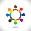 Abstract colorful people symbols in circle- vector graphic