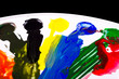 art palette with blobs of paint