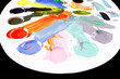 art palette with blobs of paint