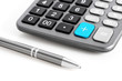 Calculator and pen.
