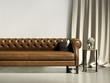 Brown leather classic vintage chedterield sofa living room