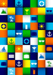 Travel colorful background with square mosaic.
