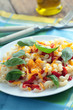 Pasta with cheese and basil