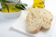 Ciabatta and olives in olive oil