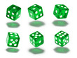 Würfel, 6er Set, schweben, grün