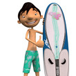 Young man with surfboard