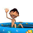Young man splashing in a pool