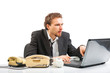 Businessman working at a computer intently