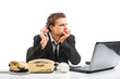 Businessman in office ponders the state of affairs
