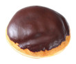 Donut topped by chocolate iced