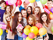 Group people on party.