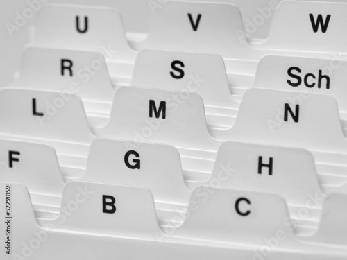 Photo: Alphabetisches Register, Kartei Alphabetisches Register, Kartei