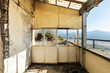 old destroyed building, grunge balcony