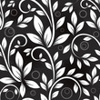 Seamless leaves monochrome vector pattern.