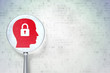 Business concept:  Head Whis Padlock with optical glass on digit