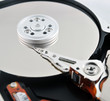 Close-up of internal components of a harddisk drive (HDD)