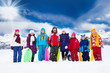 Group of kids and winter activities