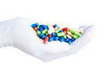 Glove with many pills
