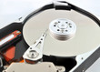 Close-up of internal components of a harddisk drive (HDD)