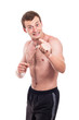 Angry shirtless man