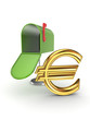 Symbol of euro in postbox.