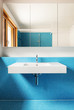 house modern design, interior, blue bathroom