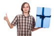 Happy man with big present