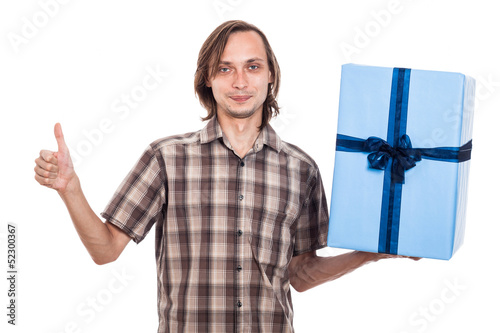 Photo: Happy man with big present Happy man with big present