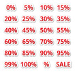 Retail sale percents % vector red icons set