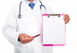 Photo: Doctor with a banner. Doctor with a banner.