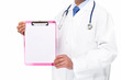 Foto: Doctor with a banner. Doctor with a banner.