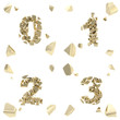 Abc alphabet symbol broken into tiny glossy pieces