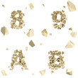 Abc alphabet symbol broken into tiny glossy pieces