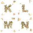 Abc alphabet symbol broken into tiny glossy pieces