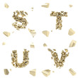 Abc alphabet symbol broken into tiny glossy pieces