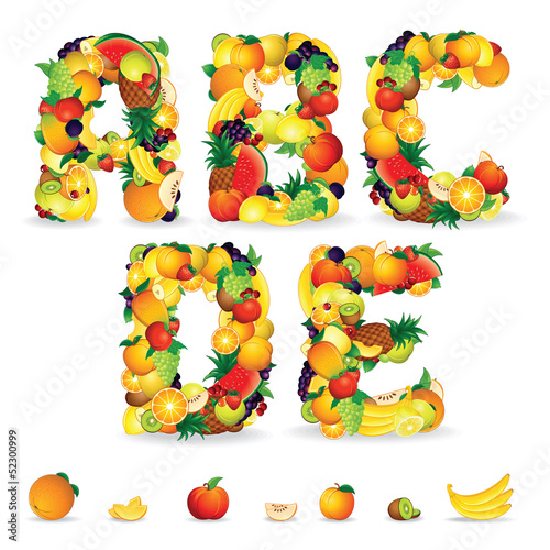 Photo: Colorful Letters from Fruit and Berries. Clip Art Colorful Letters from Fruit and Berries. Clip Art