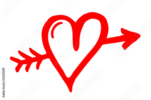 Illustration: Amors Pfeil durch rotes Herz Amors Pfeil durch rotes Herz