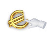 Illustration: Stylized pointing hand and symbol of euro. Stylized pointing hand and symbol of euro.
