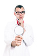 Scientist with magnifying glass