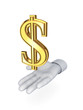 Stylized hand and symbol of dollar.